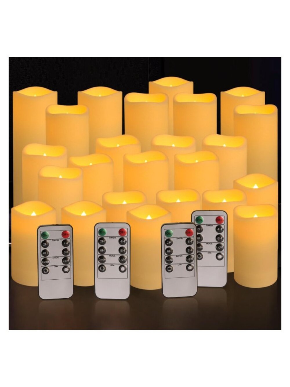 Set of 24 Waterproof Outdoor Flameless LED Candles with Remote Timer